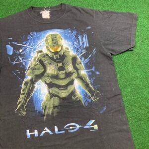 Vintage Halo 4 Shirt Mens M Blue 2012 Video Game Promo Master Chief Logo Graphic